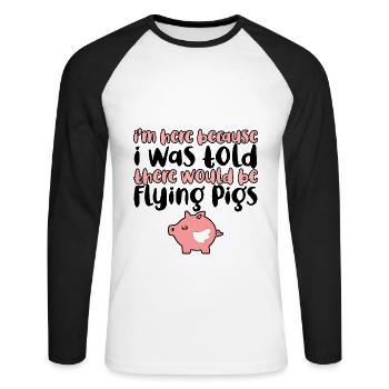 On m’a dit qu’il y aurait des cochons volants 4 - T-shirt baseball manches longues Homme - blanc/noir - Devant - Nik (191cm)