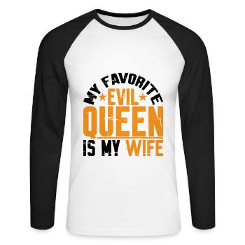 My Favorite Evil Queen Is My Wife 10 - Unisex Long Sleeve Baseball T-Shirt - white/black - Front - Nik (191cm)