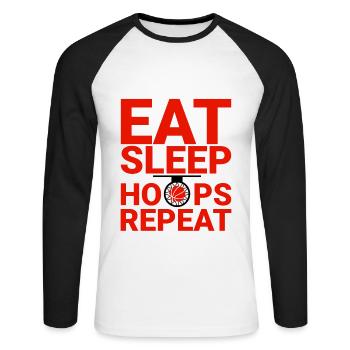 Eat Sleep Hoops Repeat 2 - Unisex Baseballshirt langarm - Weiß/Schwarz - Vorne - Nik (191cm)