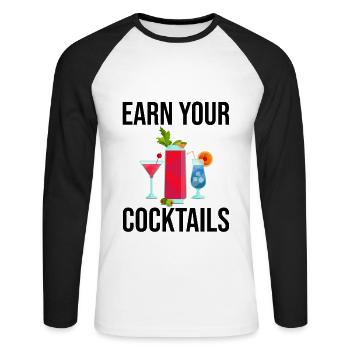 Earn Your Cocktails 2 - Unisex Long Sleeve Baseball T-Shirt - white/black - Front - Nik (191cm)