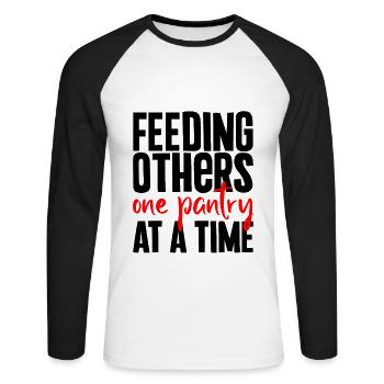 Feeding Others One Pantry At A Time - Unisex Long Sleeve Baseball T-Shirt - white/black - Front - Nik (191cm)