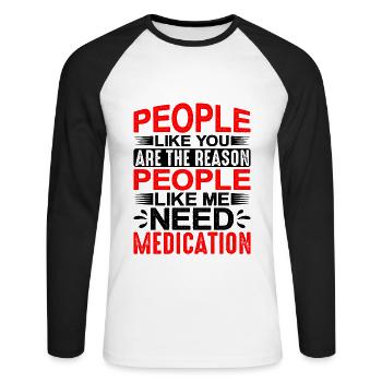 Des gens comme vous sont la raison 1 - T-shirt baseball manches longues Homme - blanc/noir - Devant - Nik (191cm)