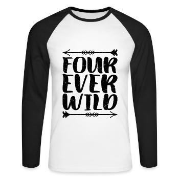 Four Ever Wild 39 - Unisex Baseballshirt langarm - Weiß/Schwarz - Vorne - Nik (191cm)