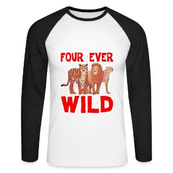 Four Ever Wild 40 - Unisex Baseballshirt langarm - Weiß/Schwarz - Vorne - Nik (191cm)