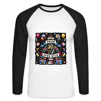 Four Ever Wild 59 - Unisex Baseballshirt langarm - Weiß/Schwarz - Vorne - Nik (191cm)