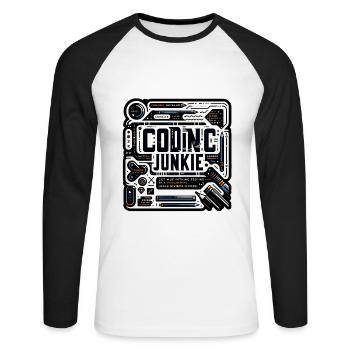 Accro au codage 11 - T-shirt baseball manches longues Homme - blanc/noir - Devant - Nik (191cm)