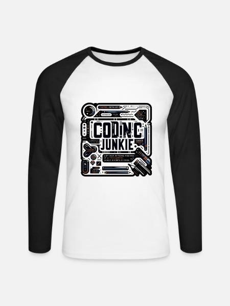 Coding Junkie 11 - Unisex Long Sleeve Baseball T-Shirt - white/black