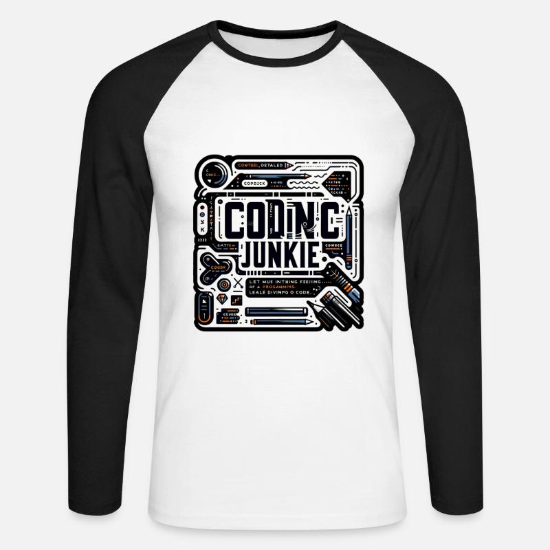 Coding Junkie 11 - Unisex Baseballshirt langarm - Weiß/Schwarz