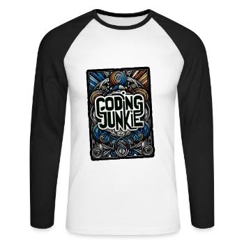 Accro au codage 14 - T-shirt baseball manches longues Homme - blanc/noir - Devant - Nik (191cm)
