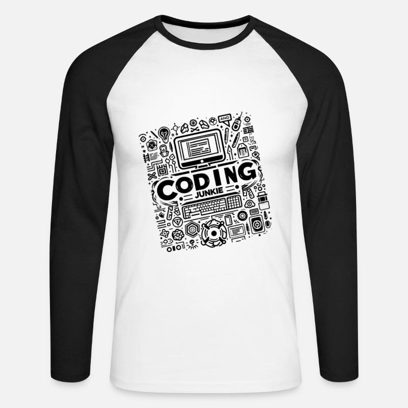 Coding Junkie 9 - Unisex Baseballshirt langarm - Weiß/Schwarz
