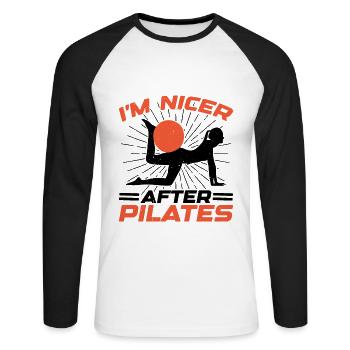 I'm Nicer After Pilates 2 - Unisex Baseballshirt langarm - Weiß/Schwarz - Vorne - Nik (191cm)
