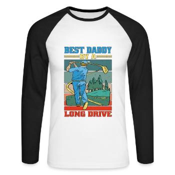 Best Daddy By A Long Drive 3 - Unisex Baseballshirt langarm - Weiß/Schwarz - Vorne - Nik (191cm)