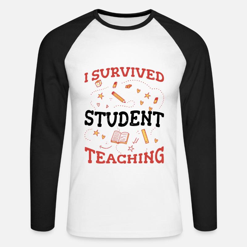 I Survived Student Teaching 5 - Unisex Baseballshirt langarm - Weiß/Schwarz