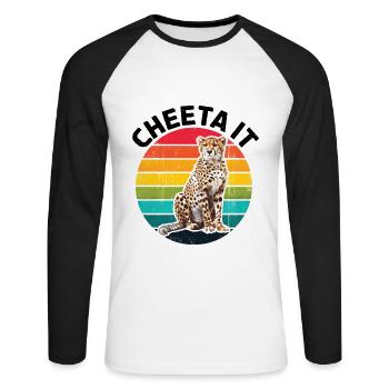Cheeta It - Unisex Baseballshirt langarm - Weiß/Schwarz - Vorne - Nik (191cm)