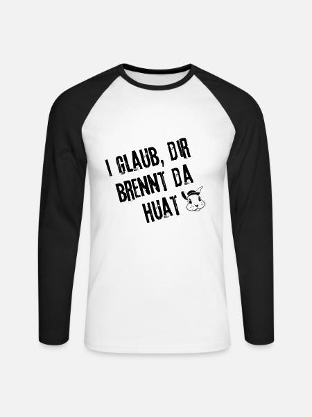 BrennenderHuat_Stylefrei | Redewendung - Unisex Baseballshirt langarm - Weiß/Schwarz