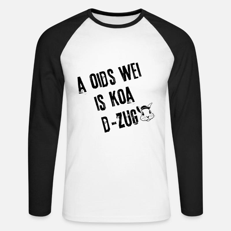 OidsWei Kein D-Zug | Redewendung - Unisex Baseballshirt langarm - Weiß/Schwarz