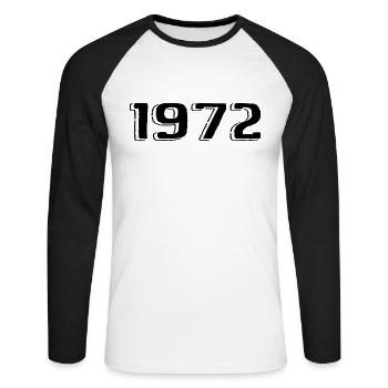 Vintage 1972 Naissance Anniversaire Rétro 1972 - T-shirt baseball manches longues Homme - blanc/noir - Devant - Nik (191cm)