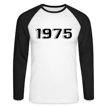 Vintage 1975 Born Birthday Retro 1975 - Unisex Long Sleeve Baseball T-Shirt - white/black - Front - Nik (191cm)