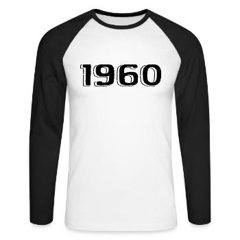 Millésime 1960's Né Anniversaire Rétro Années 1960 - T-shirt baseball manches longues Homme - blanc/noir - Devant - Nik (191cm)
