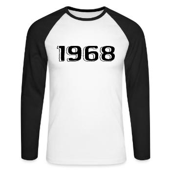 Vintage 1968 Born Birthday Retro 1968 - Unisex Long Sleeve Baseball T-Shirt - white/black - Front - Nik (191cm)