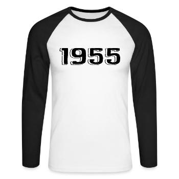 Vintage 1955 Naissance Anniversaire Rétro 1955 - T-shirt baseball manches longues Homme - blanc/noir - Devant - Nik (191cm)