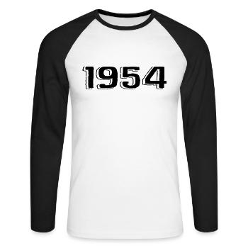 Vintage 1954 Né Anniversaire Rétro 1954 - T-shirt baseball manches longues Homme - blanc/noir - Devant - Nik (191cm)