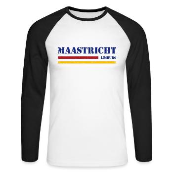 Maastricht - Limburg - Unisex Baseballshirt langarm - Weiß/Schwarz - Vorne - Nik (191cm)