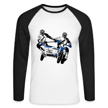 Sidecarcross - Sidecar Moto Cross - Unisex Long Sleeve Baseball T-Shirt - white/black - Front - Nik (191cm)