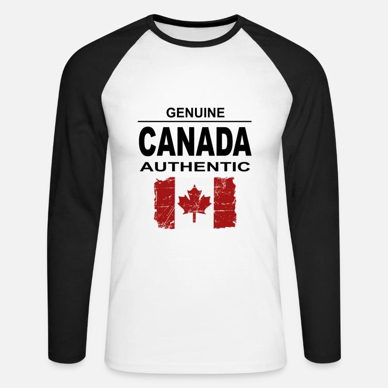 Kanada - Maple Leaf - Canada - Unisex Baseballshirt langarm - Weiß/Schwarz
