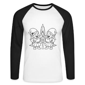 Zwergenfreundinnen mit Cannabisblatt - Unisex Baseballshirt langarm - Weiß/Schwarz - Vorne - Nik (191cm)