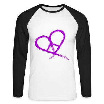 Peace Symbol Hippie Heart Peace Freedom Love - Unisex Long Sleeve Baseball T-Shirt - white/black - Front - Nik (191cm)
