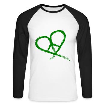 Peace symbol hippie heart peace freedom love - Unisex Long Sleeve Baseball T-Shirt - white/black - Front - Nik (191cm)