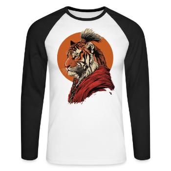 Moine Tigre - T-shirt baseball manches longues Homme - blanc/noir - Devant - Nik (191cm)