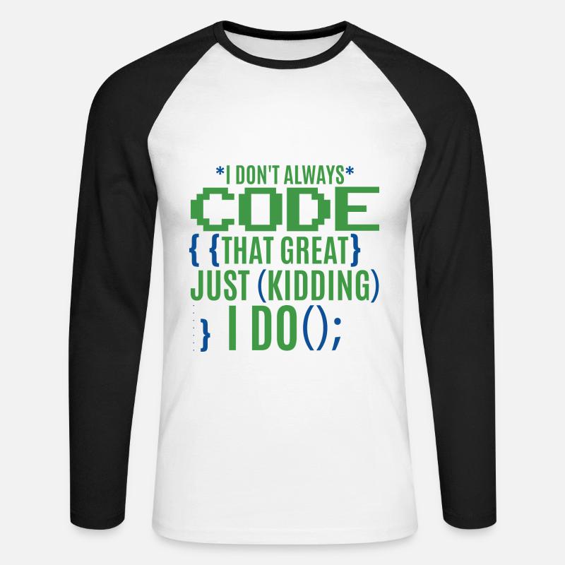 Funny Coder Programmer IT - Unisex Long Sleeve Baseball T-Shirt - white/black