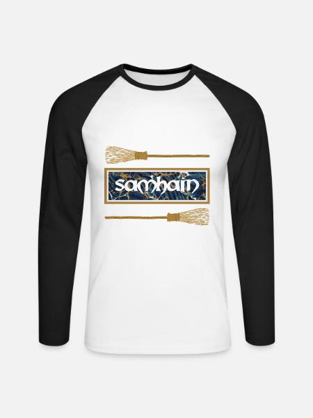 samhain e 16 - Unisex Long Sleeve Baseball T-Shirt - white/black