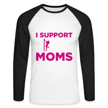 I Support Single Moms Gift - Unisex Long Sleeve Baseball T-Shirt - white/black - Front - Nik (191cm)