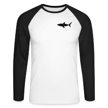 Requin et filets d'eau - T-shirt baseball manches longues Homme - blanc/noir - Devant - Nik (191cm)