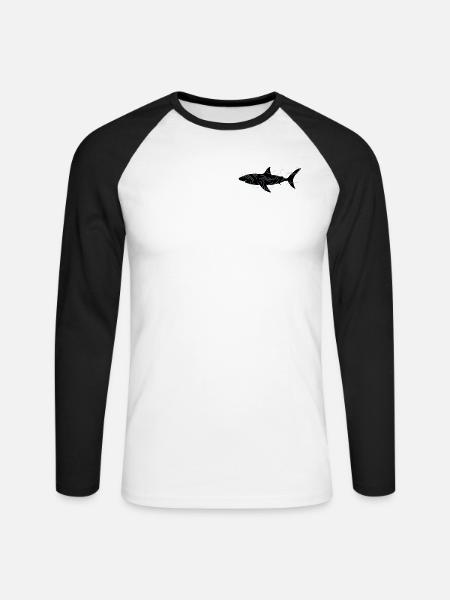 Shark and water nets - Unisex Long Sleeve Baseball T-Shirt - white/black