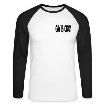 Gay est d'accord - T-shirt baseball manches longues Homme - blanc/noir - Devant - Nik (191cm)