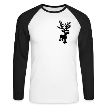 mignon orignal caribou cerfs rennes de Noël en - T-shirt baseball manches longues Homme - blanc/noir - Devant - Nik (191cm)