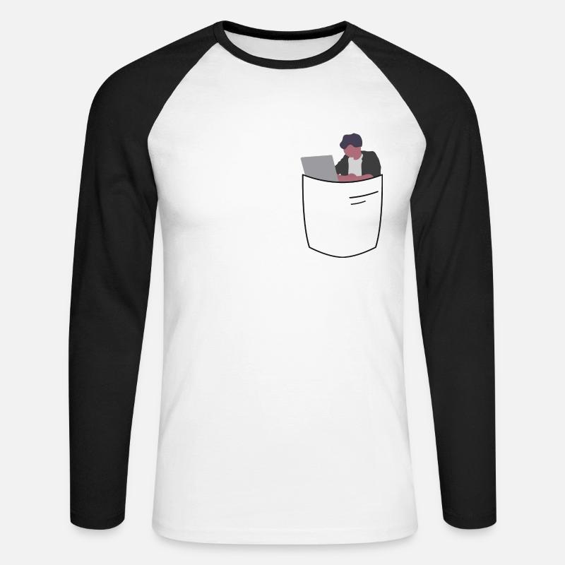 Programmierer in der Brusttasche - Unisex Baseballshirt langarm - Weiß/Schwarz