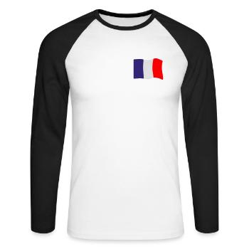 Frankreich Fahne - Unisex Baseballshirt langarm - Weiß/Schwarz - Vorne - Nik (191cm)