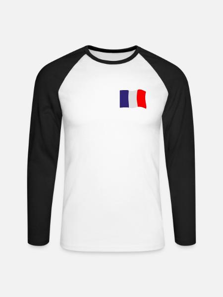 Frankreich Fahne - Unisex Baseballshirt langarm - Weiß/Schwarz