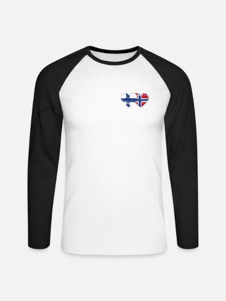 Finnland Norwegen Flagge Herz used used - Unisex Baseballshirt langarm - Weiß/Schwarz
