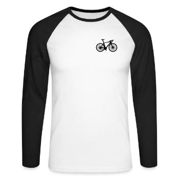 Vélo vélo personnalisable - T-shirt baseball manches longues Homme - blanc/noir - Devant - Nik (191cm)