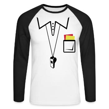 Soccer referee jersey - Unisex Long Sleeve Baseball T-Shirt - white/black - Front - Nik (191cm)