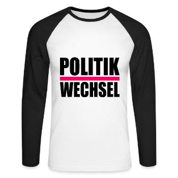 politikwechsel - Unisex Baseballshirt langarm - Weiß/Schwarz - Vorne - Nik (191cm)
