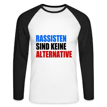 rassisten sind keine alternative - Unisex Baseballshirt langarm - Weiß/Schwarz - Vorne - Nik (191cm)