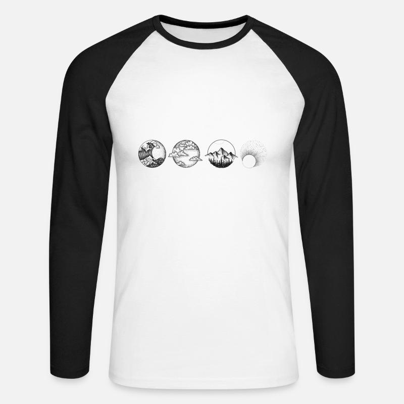 Elemente Zeichnung Design print elements - Unisex Baseballshirt langarm - Weiß/Schwarz
