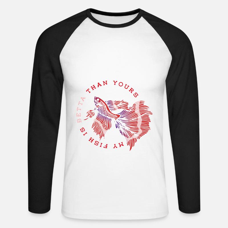 Betta Splendens Kampffisch Labyrinthfisch Spruch - Unisex Baseballshirt langarm - Weiß/Schwarz